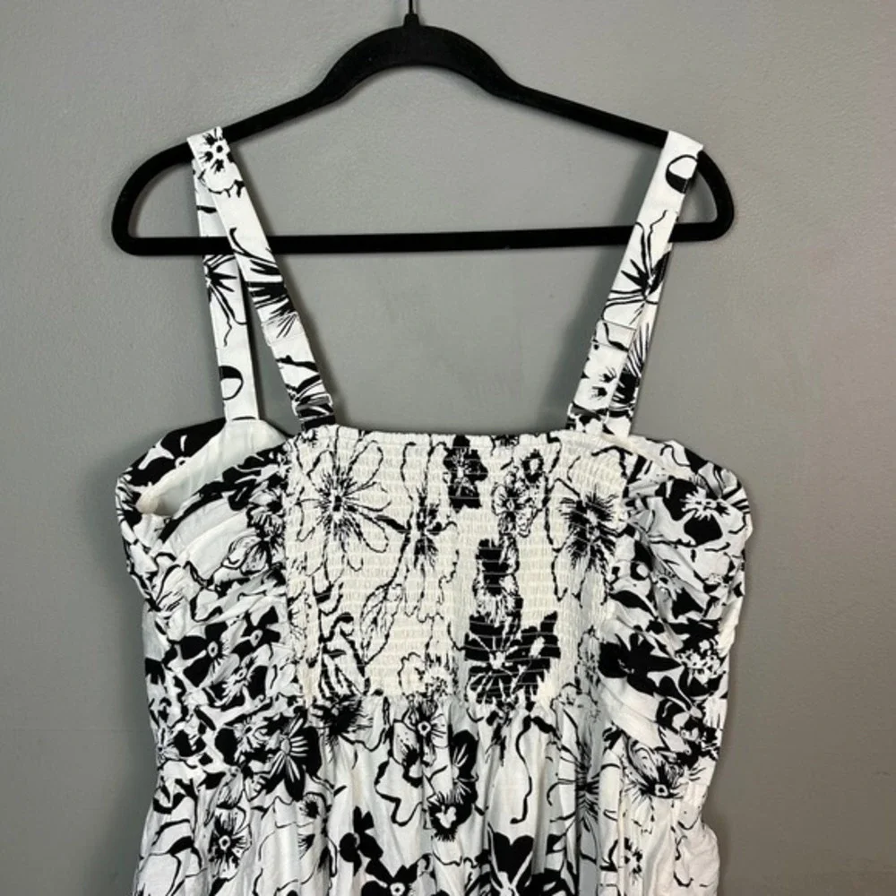Abercrombie & Fitch Emerson Maxi Dress XXL Floral strappy Floral Black‎ White